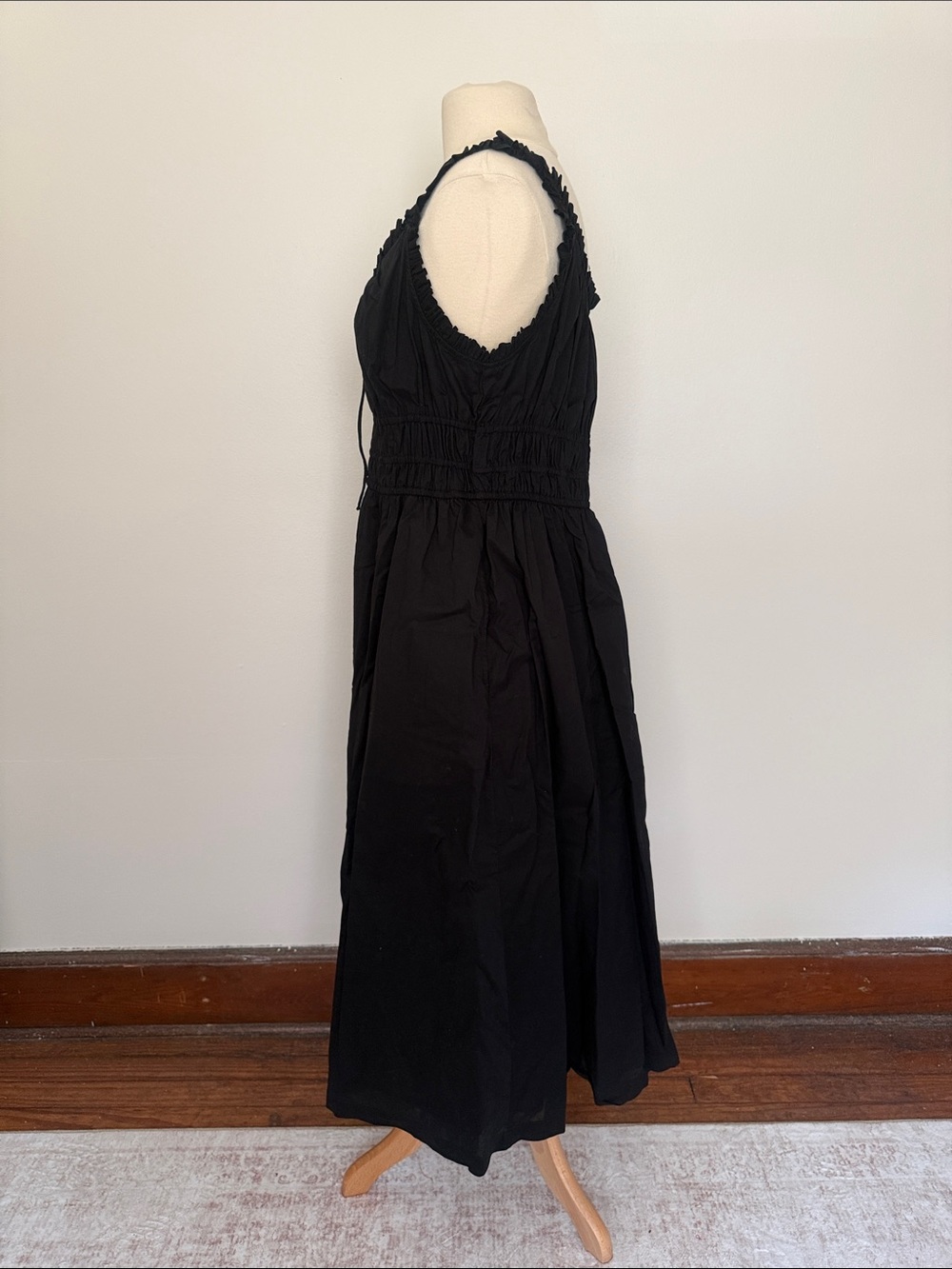 Old Navy Black Ruffle-Trim Midi Dress - Picture 2 of 6